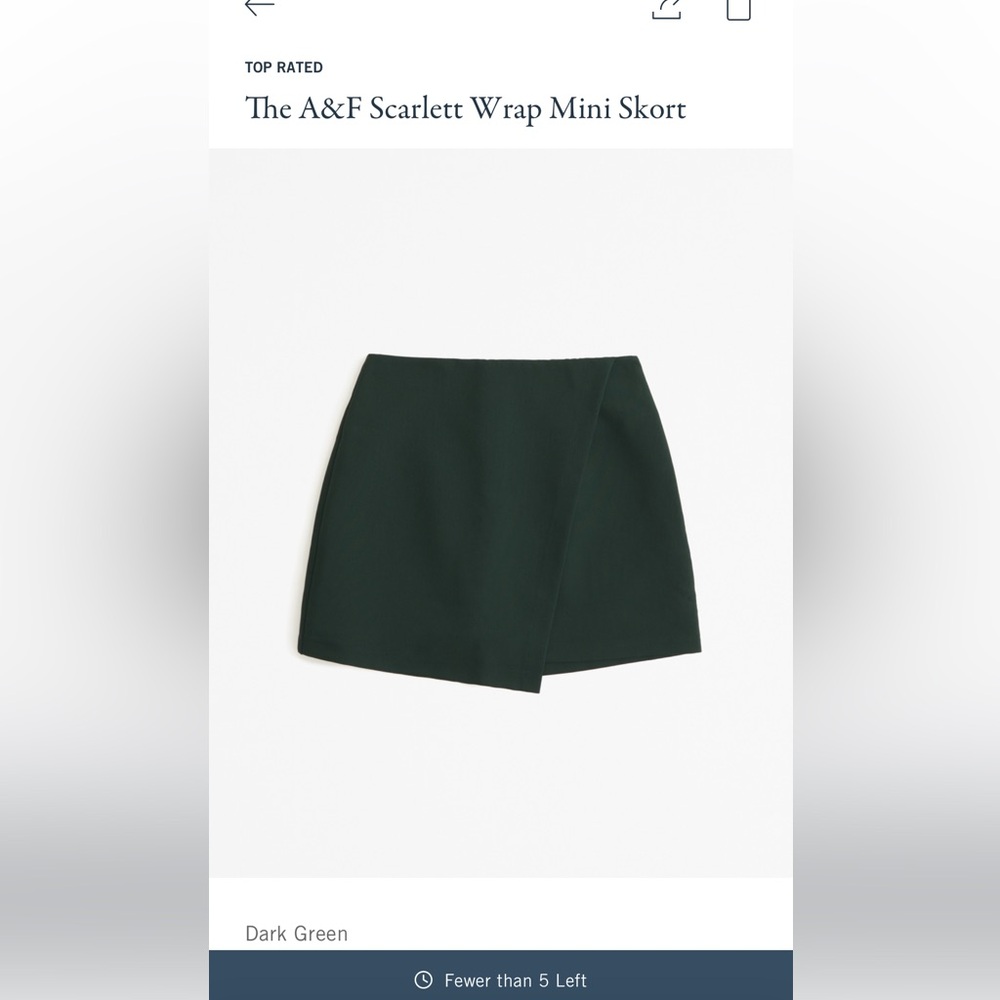 Abercrombie Scarlett Mini Wrap Skort Dark Green XL